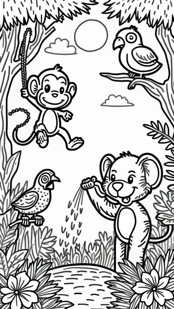 coloriages de la jungle préscolaire